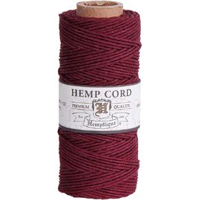Hemptique 100% Hemp Cord Spool - 62.5 Meter Hemp String - Made with Love - No. 20 ~ 1mm Cord Thread for Jewelry Making, Macrame, Scrapbooking, DIY, & More - Burgundy in Kuwait