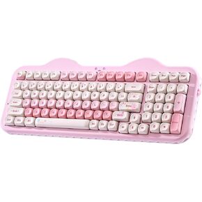 YUNZII C98 Cute Cake Wireless Mechanical Keyboard (Beige, Candy Switch) | 99 Keys with Number Pad, Hot Swap, PBT MOA Keycaps, BT5.0/2.4G/USB-C, Gasket Mount, Custom RGB Backlit for Win/Mac in Saudi Arabia