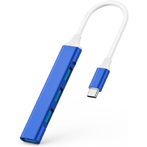 USB C to USB Hub Adapter, 4 Port (1 USB 3.0 + 3 USB 2.0), 5Gbps High Speed Data, Slim Aluminum Type C Hub for MacBook & USB-C Laptops (Silver) in Saudi Arabia