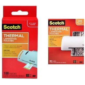 Scotch Thermal Laminating Pouches, 2.32 x 3.70-Inches, Business Card Size, 100-Pack (TP5851-100) and Scotch Thermal Laminating Pouches, 8.9 x 11.4-Inches, 3 mil thick, 200-Pack (TP3854-200) Bundle in Kuwait