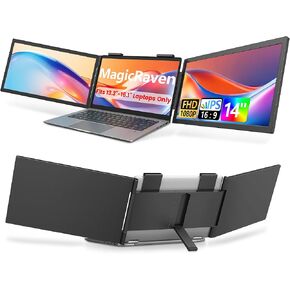 موسع شاشة كمبيوتر محمول مزدوج من MAGICRAVEN، شاشة محمولة مقاس 14 بوصة بدقة 1080 بكسل، توصيل وتشغيل من النوع C (بدون HDMI) لأجهزة الكمبيوتر المحمول مقاس 13.3 بوصة - 16.1 بوصة، شاشة عرض مرفقة تدور 270 درجة لأجهزة الكمبيوتر المحمول Windows/MacOS/Chrome in Kuwait