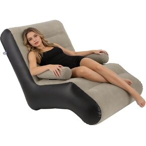 ZALIR أريكة قابلة للنفخ مع مساند للذراعين، 37.3 × 28.5 × 33.4 بوصة أريكة صالة هوائية PVC متجمعة، سرير منفوخ مقاوم للماء بسعة 350 رطلًا للسفر والتخييم الداخلي والخارجي in Kuwait