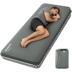 Elegear Air & Foam Camping Mattress, CumbreX™ 4" Ultra-Thick Memory Foam Self-Inflating Sleeping Pad with Air Pump, Compact R-Value 9.5 4-Season Camp Mat for Travel Outdoor - Single Army Green in Kuwait