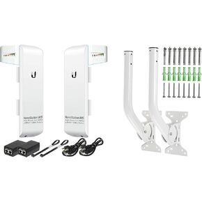 جسر لاسلكي Ubiquiti NSM5 مجموعة مكونة مسبقًا من 2 Ubiquiti NanoStation M5 مع 2 J-Poles، جسر WiFi خارجي من نقطة إلى نقطة، التوصيل والتشغيل، 5 جيجا هرتز، 150+Mbps، نطاق 15 كم، جسر شبكة WiFi. in Saudi Arabia