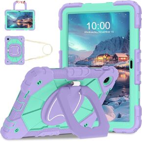 حافظة WESOROL لجهاز T-Mobile Revvl Tab 2 إصدار 10.1 بوصة 2025، غطاء حماية كامل الجسم مقاوم للصدمات شديد التحمل مع حامل دوار 360 وحزام كتف، أسود أزرق in Kuwait