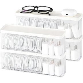 Cord Storage Organizer Box with Lid, Easy Organizer Without Cable Ties, Clear Electronics Organizer for Home Office Desk (Stackable-4Pack) in Saudi Arabia