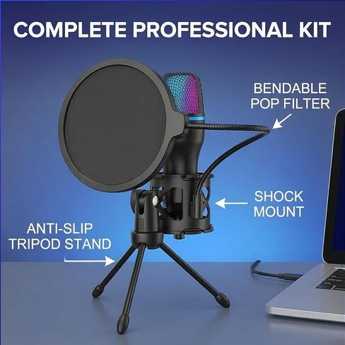 USB Plug-and-Play Game Microphone, Rotary Gain for PC/PS4/5 Podcast Streaming Videos in Saudi Arabia