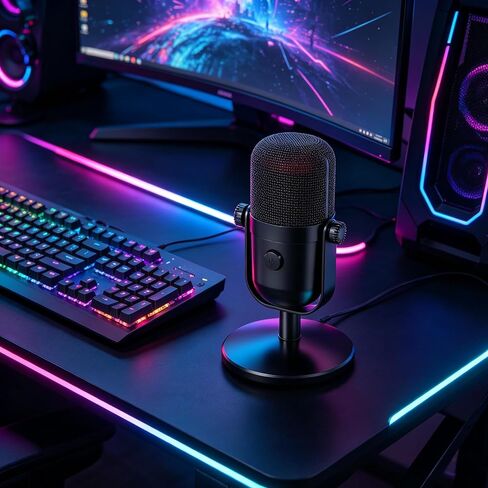 USB Condenser Microphone - RGB HD Recording with Noise Reduction and Real-Time Ear Feedback for PC in Saudi Arabia