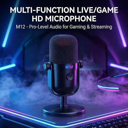USB Condenser Microphone - RGB HD Recording with Noise Reduction and Real-Time Ear Feedback for PC in Saudi Arabia