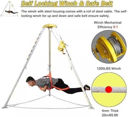 High-Performance Aluminum Tripod – Telescoping Legs Fall Protection System for Firefighters & Confined Space Rescue – Heavy-Duty Emergency Equipment in Saudi Arabia