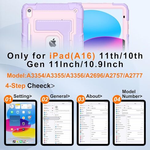 Case for iPad A16 11th/10th Generation 11/10.9 Inch 2025/2022, Ubearkk for iPad a16 case Military Grade Fully-Body Rugged Shockproof Cases with Large Kickstand Pen Holder Shoulder Strap, Purple Pink in Saudi Arabia