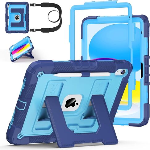 Case for iPad A16 11th/10th Generation 11/10.9 Inch 2025/2022, Ubearkk for iPad a16 case Military Grade Fully-Body Rugged Shockproof Cases with Large Kickstand Pen Holder Shoulder Strap, Purple Pink in Saudi Arabia
