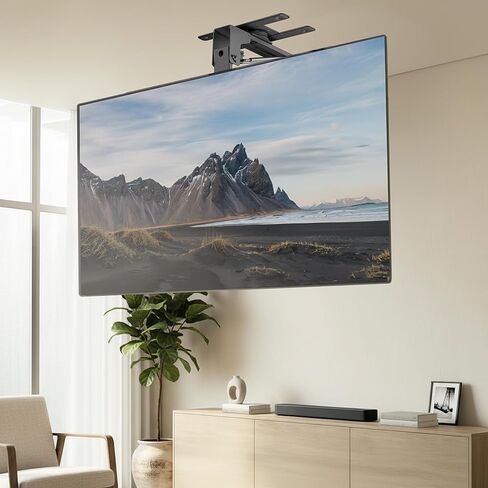 VIVO Manual Flip Down and Swivel Ceiling TV Mount for 40 to 70 inch Screens, Flat or Pitched Ceiling VESA Mount with Pull Cord, Steel Frame Holds up to 77 lbs, Black, MOUNT-M-FD70S in Saudi Arabia