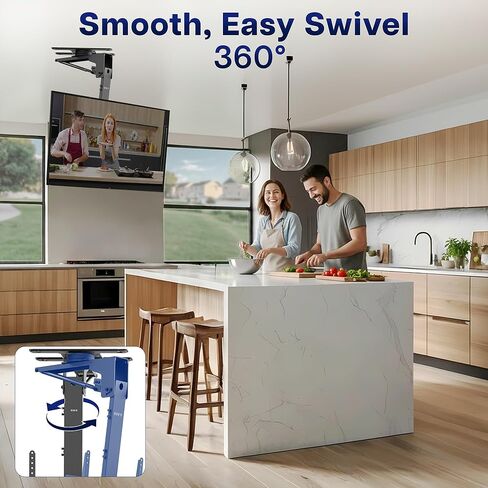 VIVO Manual Flip Down and Swivel Ceiling TV Mount for 40 to 70 inch Screens, Flat or Pitched Ceiling VESA Mount with Pull Cord, Steel Frame Holds up to 77 lbs, Black, MOUNT-M-FD70S in Saudi Arabia