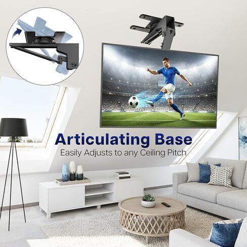 VIVO Manual Flip Down and Swivel Ceiling TV Mount for 40 to 70 inch Screens, Flat or Pitched Ceiling VESA Mount with Pull Cord, Steel Frame Holds up to 77 lbs, Black, MOUNT-M-FD70S in Saudi Arabia