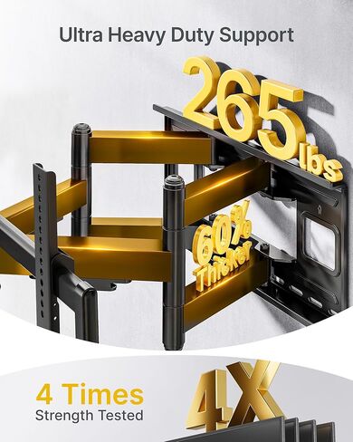monTEK Heavy Duty Full Motion TV Wall Mount for 43-98 Inch Large TVs Hold up to 265 lbs, Extra Long 27.7" Extension Articulating Arm Bracket, Fits 16" 18" 24" Wood Studs, Max VESA 800x400mm in Saudi Arabia