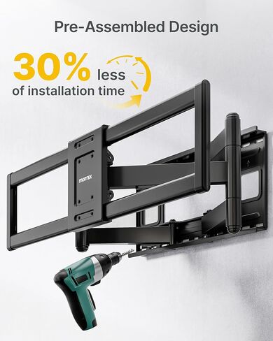 monTEK Heavy Duty Full Motion TV Wall Mount for 43-98 Inch Large TVs Hold up to 265 lbs, Extra Long 27.7" Extension Articulating Arm Bracket, Fits 16" 18" 24" Wood Studs, Max VESA 800x400mm in Saudi Arabia