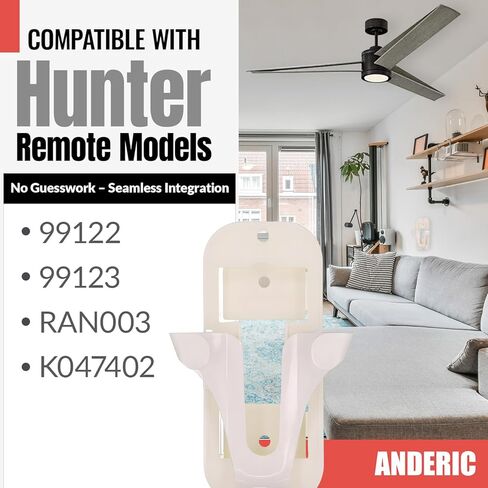 حامل تثبيت على الحائط من Anderic لجهاز Hunter 99122، 99123، RAN003، K047402 وأجهزة إرسال التحكم عن بعد المحمولة بنفس النمط - 99122WM - أبيض in Kuwait