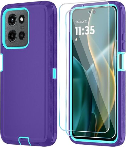 Qinmay Phone Case for Motorola Moto G 2026/Moto G Play 5G 2026 Case with HD Screen Protector, Heavy Duty Shockproof & Dropproof 3-Layer Cover Phone Case,WineRedPink in Saudi Arabia