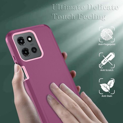 Qinmay Phone Case for Motorola Moto G 2026/Moto G Play 5G 2026 Case with HD Screen Protector, Heavy Duty Shockproof & Dropproof 3-Layer Cover Phone Case,WineRedPink in Saudi Arabia