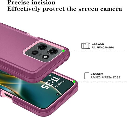 Qinmay Phone Case for Motorola Moto G 2026/Moto G Play 5G 2026 Case with HD Screen Protector, Heavy Duty Shockproof & Dropproof 3-Layer Cover Phone Case,WineRedPink in Saudi Arabia