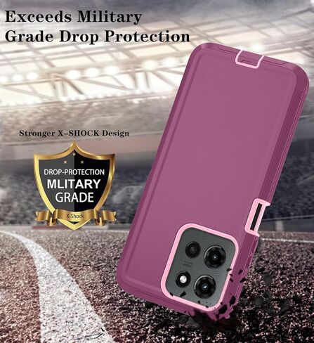 Qinmay Phone Case for Motorola Moto G 2026/Moto G Play 5G 2026 Case with HD Screen Protector, Heavy Duty Shockproof & Dropproof 3-Layer Cover Phone Case,WineRedPink in Saudi Arabia