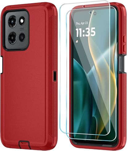 Qinmay Phone Case for Motorola Moto G 2026/Moto G Play 5G 2026 Case with HD Screen Protector, Heavy Duty Shockproof & Dropproof 3-Layer Cover Phone Case,WineRedPink in Saudi Arabia