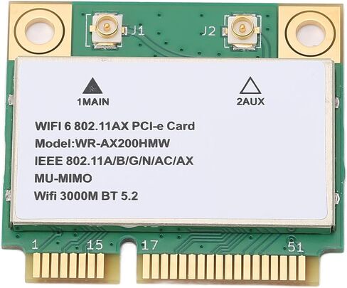 Generic Wireless Net Card, 2.4G 5G Dual Band WiFi6 Network Adapter, MU MIMO Technology Card with BT5.2, Ideal for Laptop, Notebook & All in One Mini PCIE Interface in Saudi Arabia