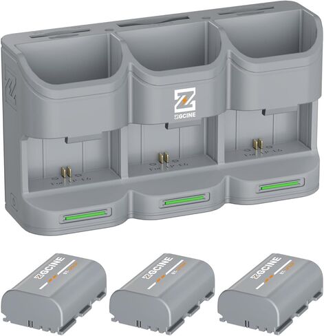 طقم حقيبة شحن للسفر ZGCINE PC3-LPE6P Kit3 مع 3 بطاريات LP-E6P عالية السعة (2600 مللي أمبير في الساعة، رمادي) in Kuwait
