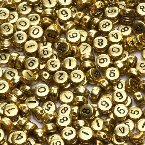 1000pcs Acrylic Number Beads 0-9 Round Number Beads 4x7mm Mixed Number Beads for Jewelry Making and DIY Bracelets, Necklaces, Key Chains (White/Black) in Kuwait