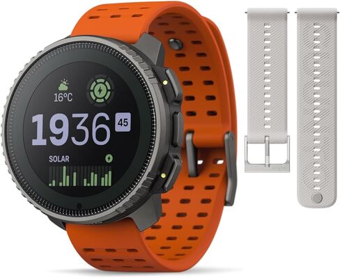 SUUNTO Vertical Adventure GPS Watch w/Offline Maps Titanium Solar Canyon & SUUNTO 22 ATH6 Silicone Strap Powder Gray S+M in Saudi Arabia