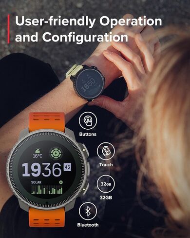 SUUNTO Vertical Adventure GPS Watch w/Offline Maps Titanium Solar Canyon & SUUNTO 22 ATH6 Silicone Strap Powder Gray S+M in Saudi Arabia