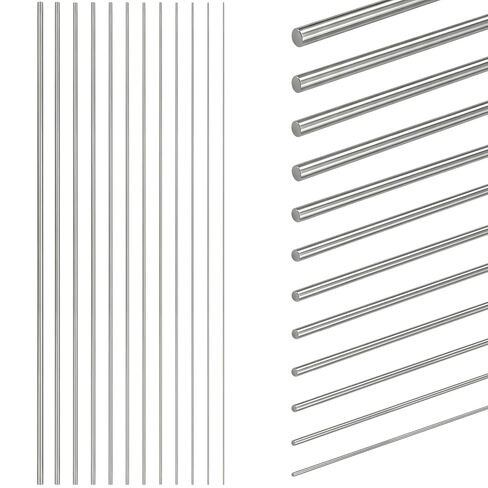 Swpeet 30Pcs 0.8mm x 400mm 304 Stainless Steel Rods Sets, Assorted Metal Solid Round Rod, Smooth Steel Rods, Solid Shaft Rods Lathe Bar Stock for DIY Craft, Model, Industry, Metal Working in Saudi Arabia