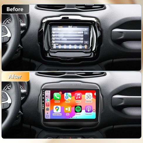راديو سيارة 5G WiFi(6) لسيارة Jeep Renegade 2015-2020، Android13/CarPlay اللاسلكي/Android Auto/شاشة تعمل باللمس/نظام ملاحة GPS/بلوتوث/FM/كاميرا احتياطية عالية الدقة (2+64) in Kuwait