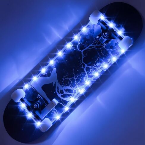 【نسخة شحن USB مطورة】مصباح لوح تزلج LED، مصباح حافة لوح التزلج بجهاز تحكم عن بعد، 16 لون متغير، خالٍ من البطاريات المتغيرة، مقاوم للماء، مضاد للصدمات، فائق السطوع للعب في الليل في الهواء الطلق in Kuwait