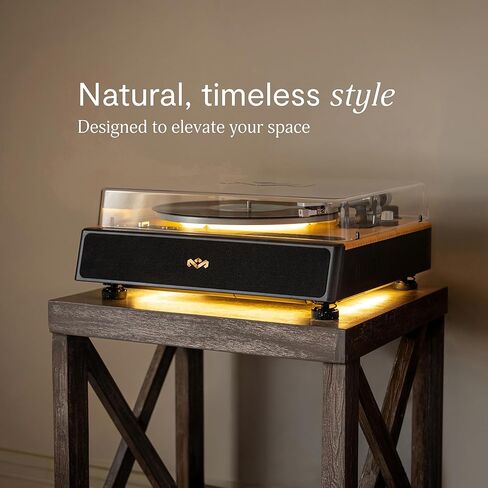 House of Marley Soul Rebel Bluetooth Turntable, Built-in Stereo Speakers with Dual Bass Port, Audio Technica Stylus, RCA/Aux Out, Bamboo & REGRIND Plastic, Dust Cover, LED Ambient Lighting in Saudi Arabia