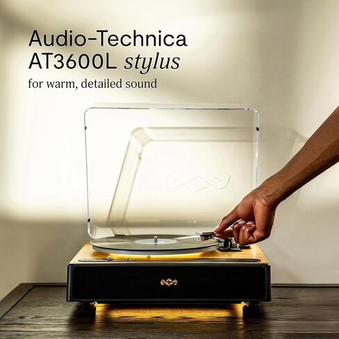 House of Marley Soul Rebel Bluetooth Turntable, Built-in Stereo Speakers with Dual Bass Port, Audio Technica Stylus, RCA/Aux Out, Bamboo & REGRIND Plastic, Dust Cover, LED Ambient Lighting in Saudi Arabia