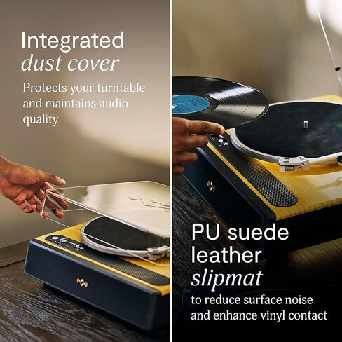 House of Marley Soul Rebel Bluetooth Turntable, Built-in Stereo Speakers with Dual Bass Port, Audio Technica Stylus, RCA/Aux Out, Bamboo & REGRIND Plastic, Dust Cover, LED Ambient Lighting in Saudi Arabia