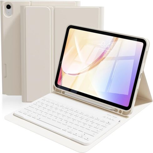 حافظة مع لوحة مفاتيح لجهاز iPad (A16) الجيل الحادي عشر 11 بوصة/الجيل العاشر 10.9 بوصة (2025/2022) مع حامل أقلام، لوحة مفاتيح مغناطيسية قابلة للفصل، غطاء مقاوم للصدمات، تنبيه/غفو تلقائي، أزرق in Kuwait
