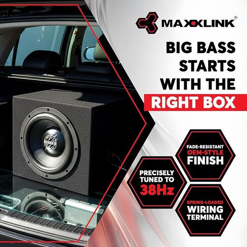 Hifonics Maxxlink MBP-110 10 Inch Single Sealed Subwoofer Enclosure, Universal Fit Sub Box with UV Treated Carpet for in-Car Audio Systems, Black in Saudi Arabia