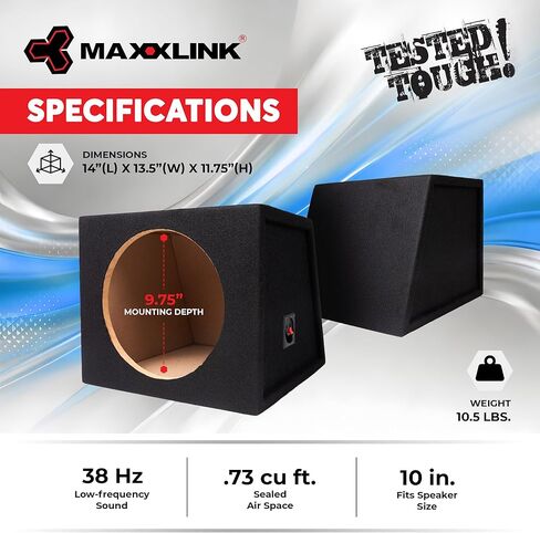 Hifonics Maxxlink MBP-110 10 Inch Single Sealed Subwoofer Enclosure, Universal Fit Sub Box with UV Treated Carpet for in-Car Audio Systems, Black in Saudi Arabia