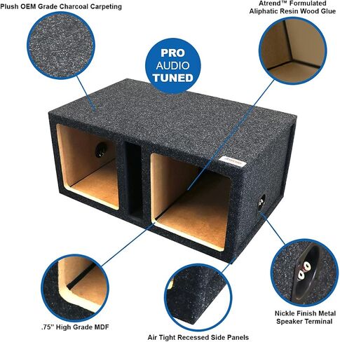 صندوق مضخم صوت/مكبر صوت بفتحات تهوية مزدوجة مقاس 12 بوصة من Atrend مصمم لمكبرات الصوت Kicker Solo-Baric Model L5 وL7 - محطة مكبر صوت بلمسة نهائية من النيكل. دع الموسيقى تحركك in Kuwait