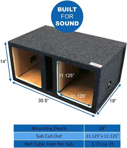 صندوق مضخم صوت/مكبر صوت بفتحات تهوية مزدوجة مقاس 12 بوصة من Atrend مصمم لمكبرات الصوت Kicker Solo-Baric Model L5 وL7 - محطة مكبر صوت بلمسة نهائية من النيكل. دع الموسيقى تحركك in Kuwait