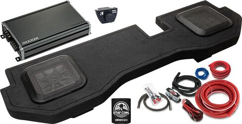 KICKER Subwoofer and Amp Package of 4 Items - 10" L7 Custom Fit Up-Firing 2000 Watt Dual Sub Enclosure for Dodge RAM, Class D Monoblock Amplifier, a Bass Remote, and Complete 4AWG Wiring Kit in Saudi Arabia