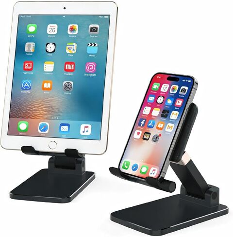 Adjustable Phone Stand for Desk - Foldable Cell Phone Holder for All Phones and Android Devices(1 Pack Black) in Saudi Arabia