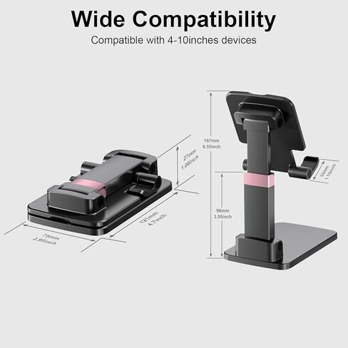 Adjustable Phone Stand for Desk - Foldable Cell Phone Holder for All Phones and Android Devices(1 Pack Black) in Saudi Arabia