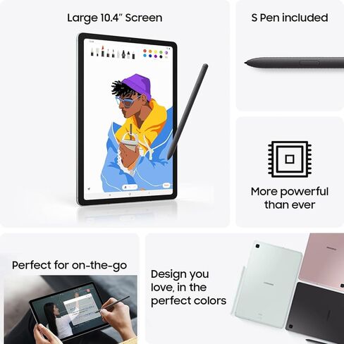تابلت Samsung Galaxy Tab S6 Lite Android (شاشة لمس 10.4 بوصة 2K، سعة تخزين 128 جيجابايت (64 جيجابايت + بطاقة SD 64 جيجابايت)، قلم S لتدوين الملاحظات والرسم، عمر بطارية طويل 14 ساعة، كاميرا 5 ميجابكسل + 8 ميجابكسل، متينة) SM-P620، رمادي in Saudi Arabia