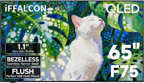 تلفزيون ذكي iFFALCON فئة 55 بوصة QLED 4K F75، تلفزيون بإطار صورة عائم فائق النحافة مقاس 1.1 بوصة، تركيب سلس على الحائط | دولبي فيجن آي كيو، ١٤٤ هرتز، جوجل تي في، أليكسا | يعمل مع الأجهزة القديمة in Kuwait