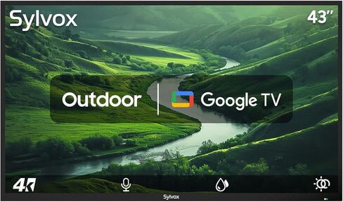 SYLVOX 43" Outdoor Smart TV with Cover, 4K Weatherproof TV for Patio & Backyard, 700-Nit Brightness, IP55 Waterproof, Partial Sun (Patio Series) in Saudi Arabia