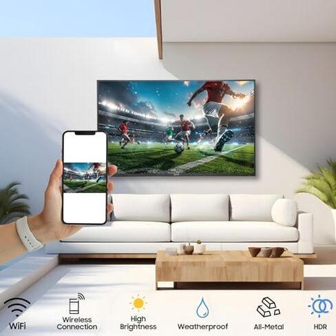 SYLVOX 43" Outdoor Smart TV with Cover, 4K Weatherproof TV for Patio & Backyard, 700-Nit Brightness, IP55 Waterproof, Partial Sun (Patio Series) in Saudi Arabia
